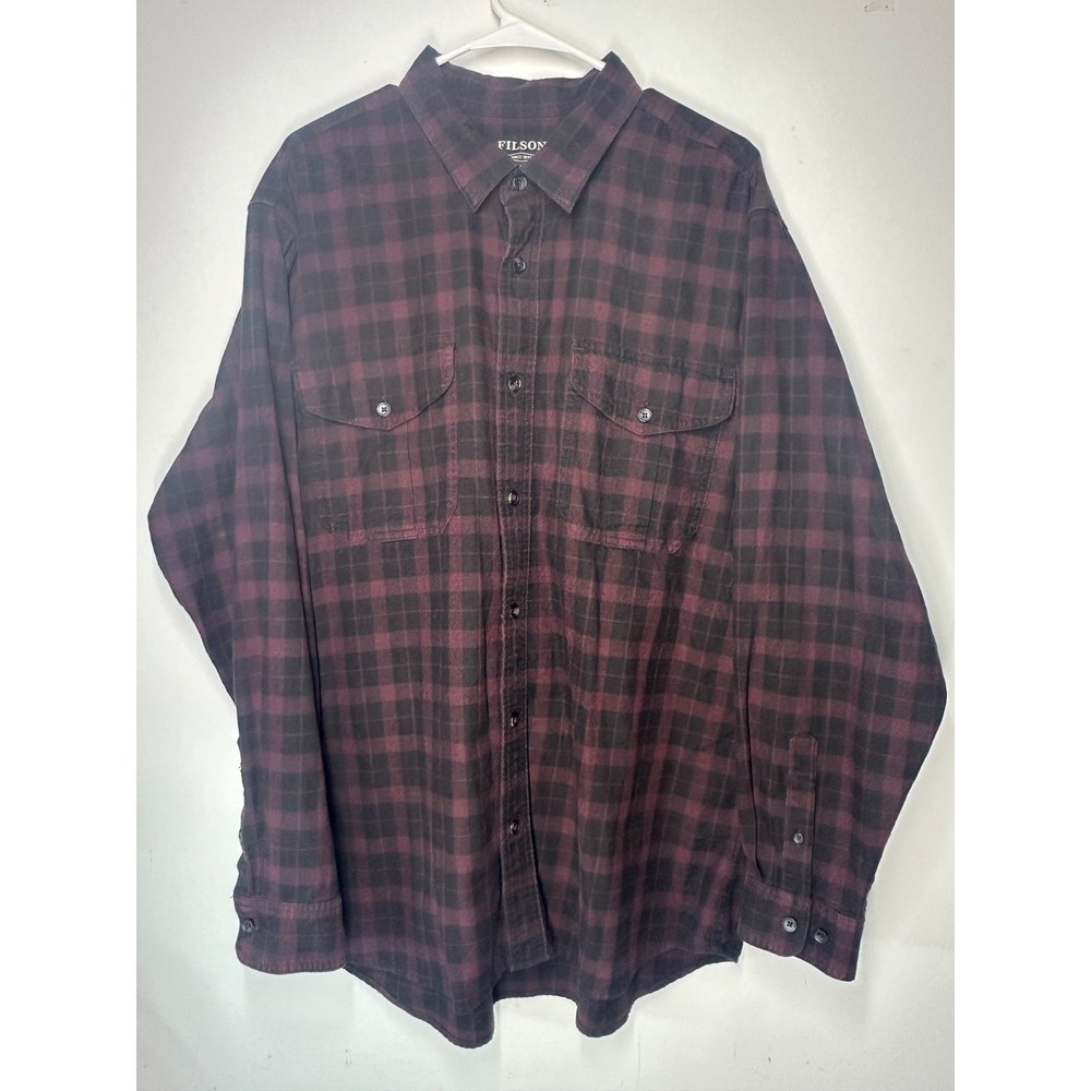 Filson Lightweight Alaskan Guide Mens XL Long Sleeve Button Down Red Black Plaid